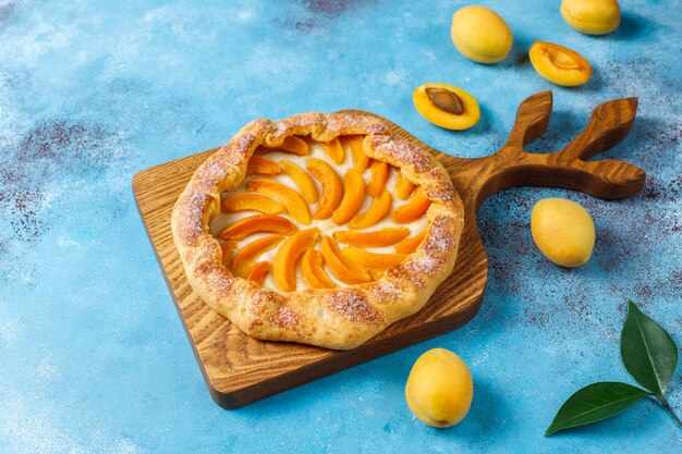 Free photo homemade rustic apricot galettes with fresh organic apricot fruits.