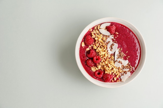 Homemade smoothie bowl made with berries