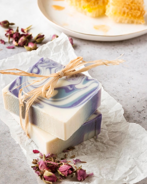 Homemade soap with flowers