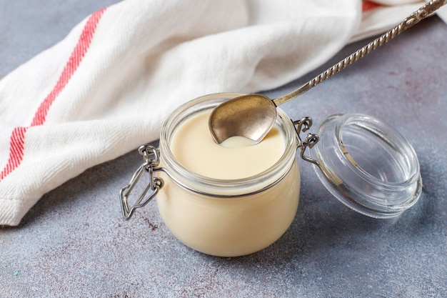 Homemade sweet condensed milk.