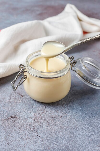 Homemade sweet condensed milk.