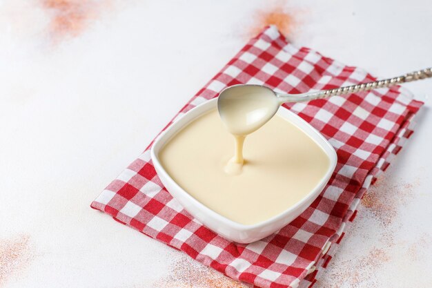 Homemade sweet condensed milk.