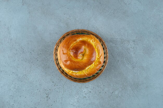 Homemade sweet pastry in ceramic bowl.