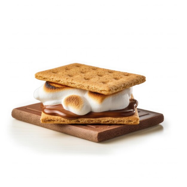 Homemade traditional smores isolated on white background AI generative