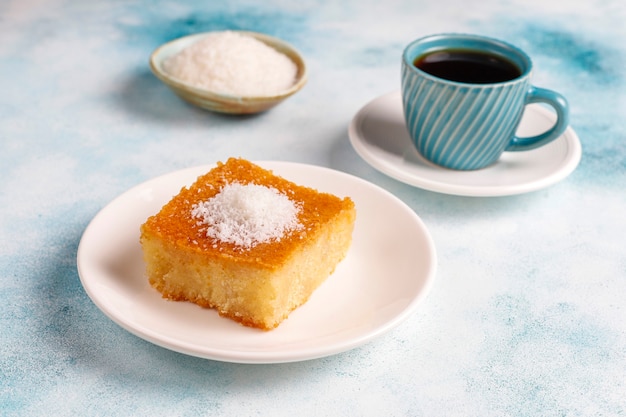 Homemade turkish dessert semolina cake