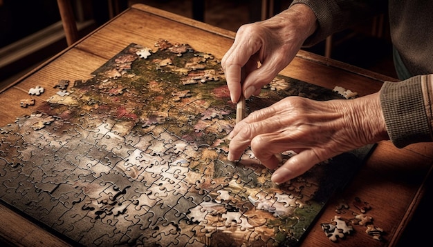 Foto gratuita puzzle in legno fatto in casa realizzato a mano con abilità generate dall'ia