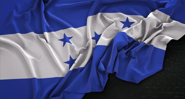 Honduras Flag Wrinkled On Dark Background 3D Render