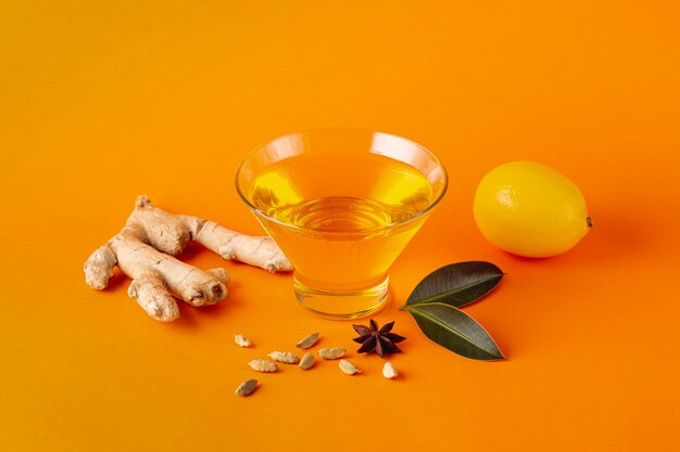 Honey bowl with ginger and lemon