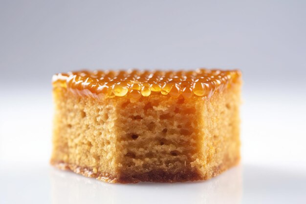 Honey cake layer isolated on white background Ai generative