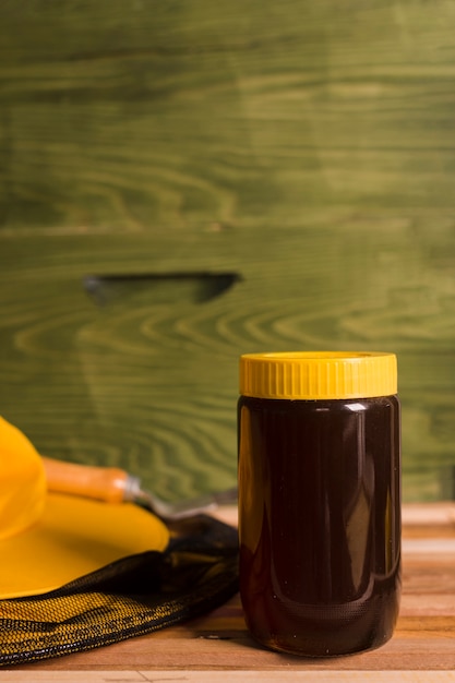 Honey jar with yellow cover