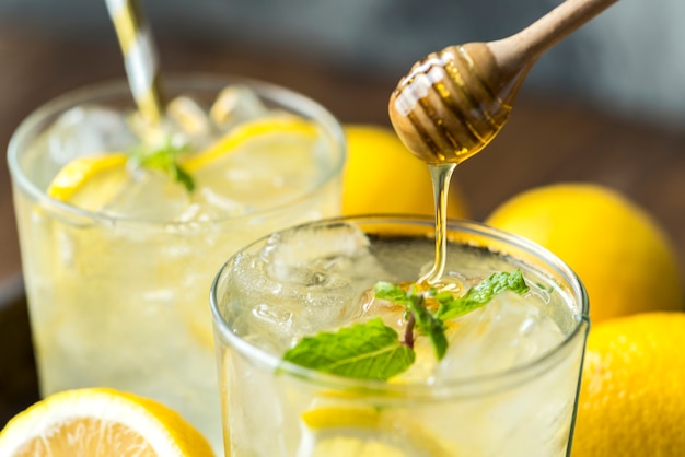 Honey lemon soda beverage photography