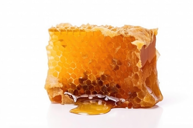 Honeycomb with honey isolated on white background Ai generative