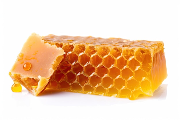 Honeycomb with honey isolated on white background Ai generative