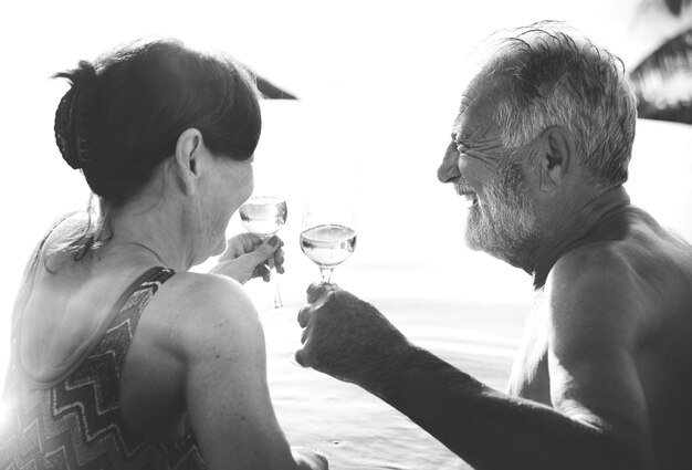 A honeymoon couple enjoying summertime