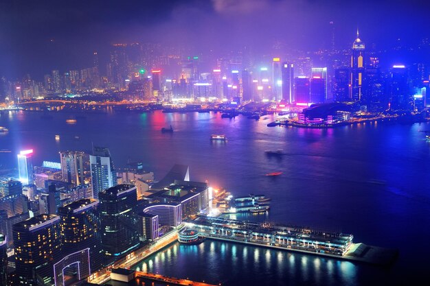 Hong Kong aerial night