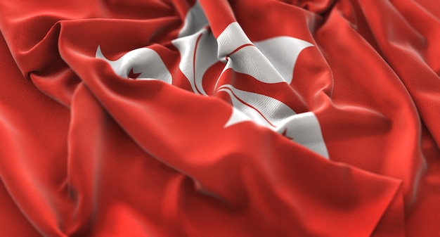 Free photo hong kong flag ruffled beautifully waving macro close-up shot