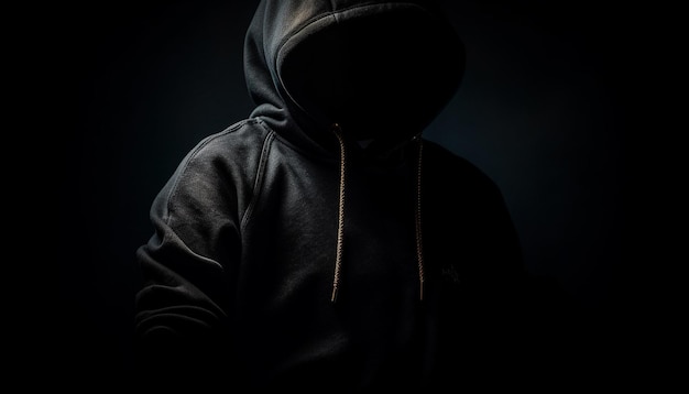 Hooded thief lurking in the dark night generated by AI