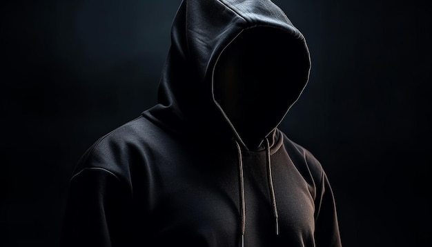 Free photo hooded thief lurking in the dark night generated by ai