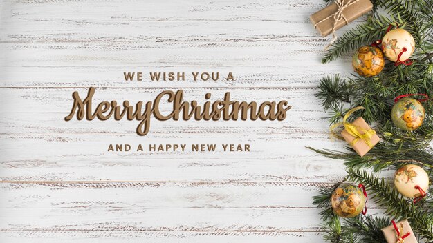 Free Photo horizontal christmas banner with decorations