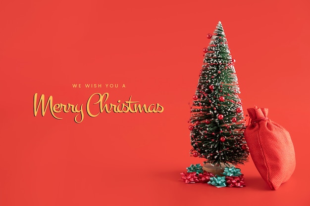 Horizontal christmas banner with fir tree