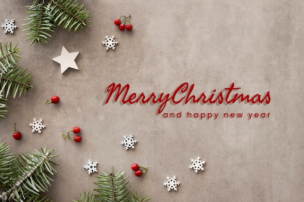 Free Photo horizontal christmas banner with twigs