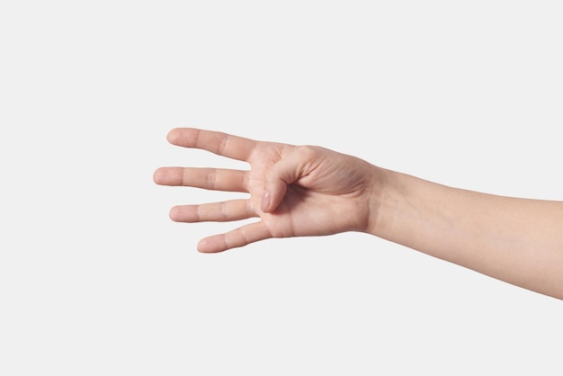 Horizontal hand counting on fingers four