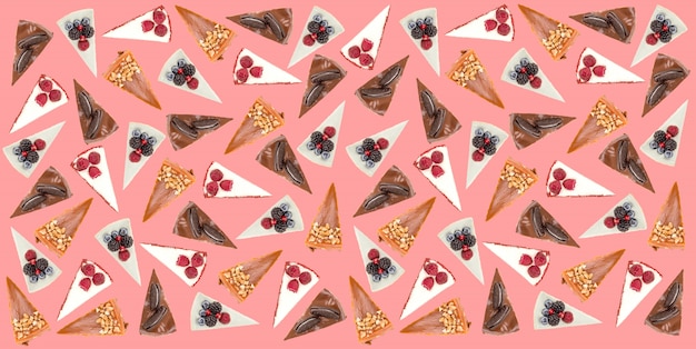 Free photo horizontal pattern of different pies isolated over pink