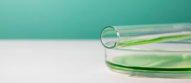 Horizontal science banner with glass containers