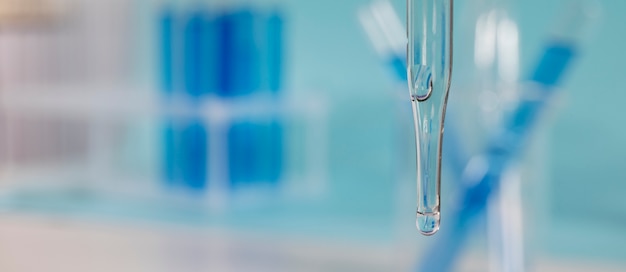 Horizontal science banner with glass containers