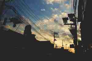 Free photo horizontal shot of a street in kawagoe, japan during sunset with the sky