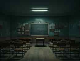 Free photo horror scene with eerie classroom