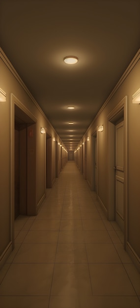 Horror scene with eerie hall