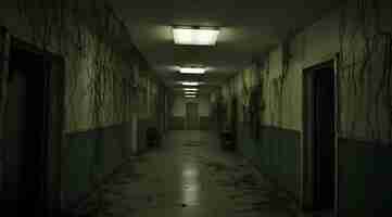 Free photo horror scene with eerie hall