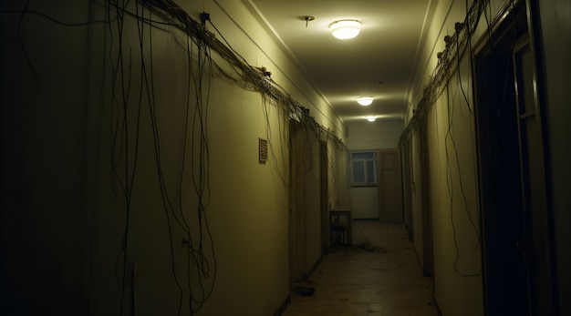 Free photo horror scene with eerie hall