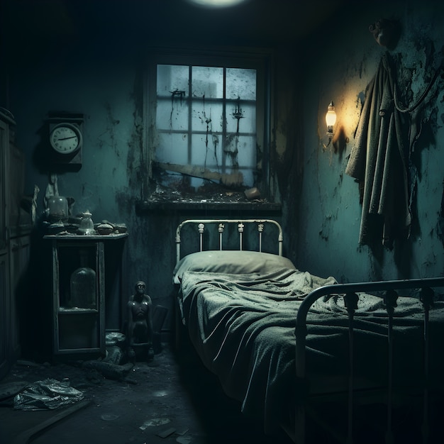 Free photo horror scene with eerie hospital