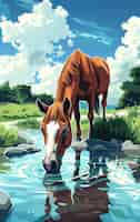 Free photo horse cartoon illustration