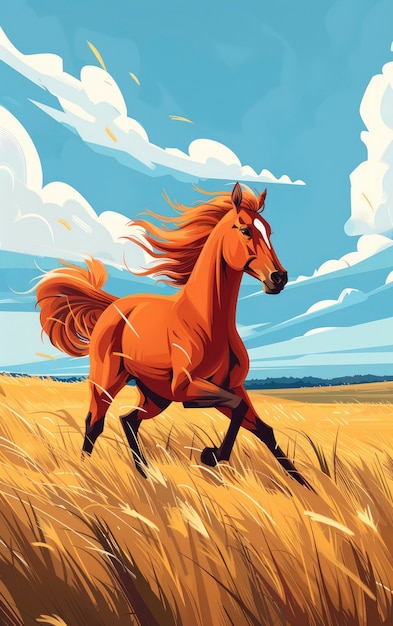 Free photo horse cartoon illustration