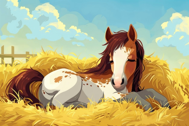 Foto gratuita illustrazione di cartoni animati di cavalli