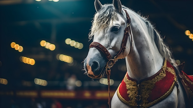 Horse dressed up for competition