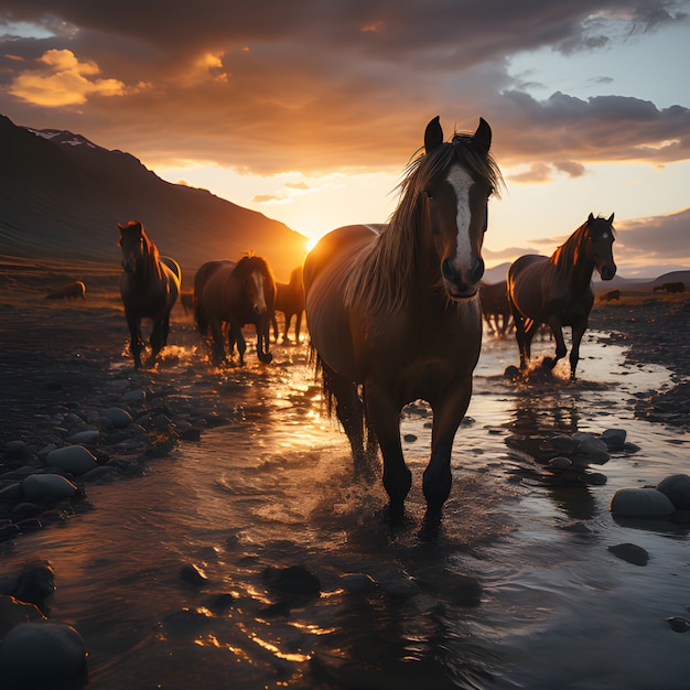 無料写真 自然の中の馬がイメージを生成する
