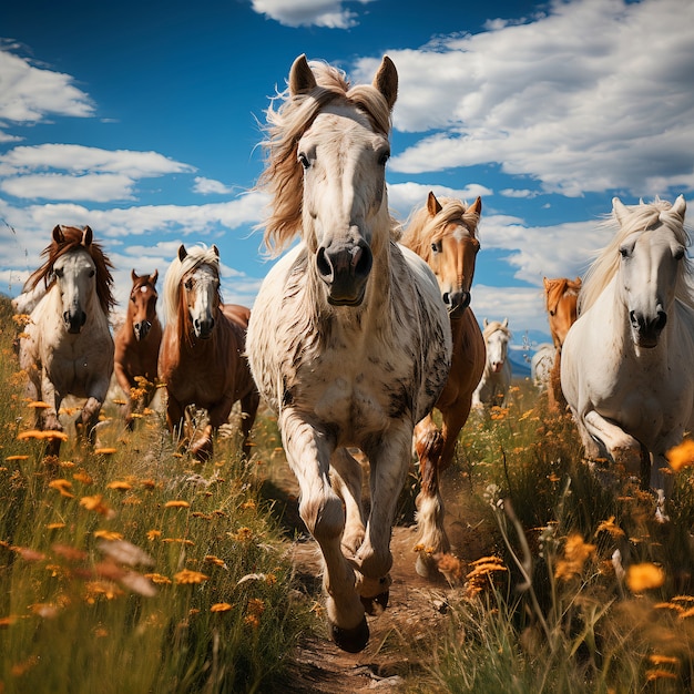 自然の中の馬がイメージを生成する