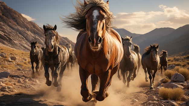 Horse in nature generate image