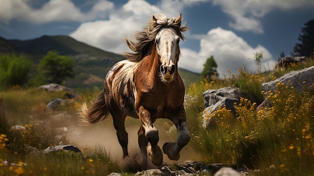 Horse in nature generate image