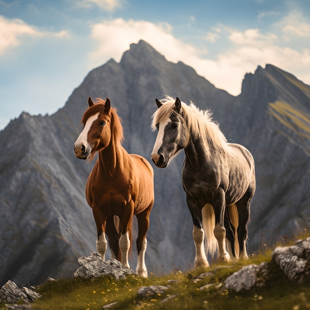 Foto gratuita il cavallo nella natura genera immagine