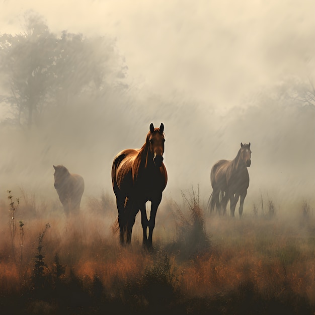 Foto gratuita il cavallo nella natura genera immagine