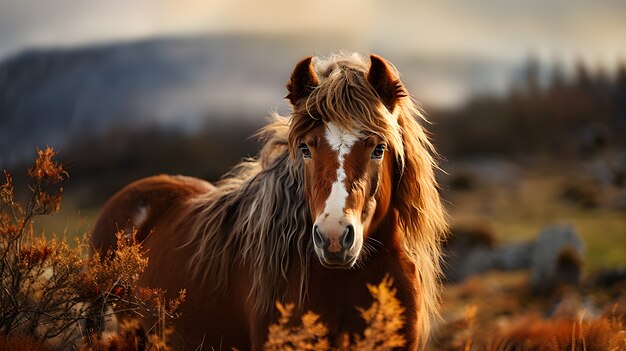 Horse in nature generate image