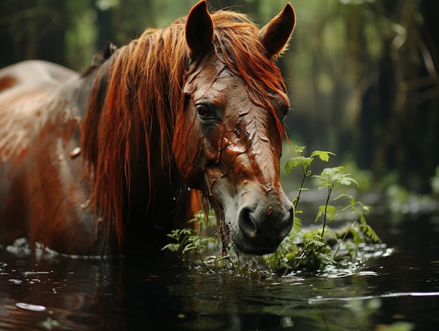 Foto gratuita il cavallo nella natura genera immagine