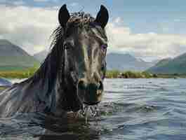 Foto gratuita il cavallo nella natura genera immagine