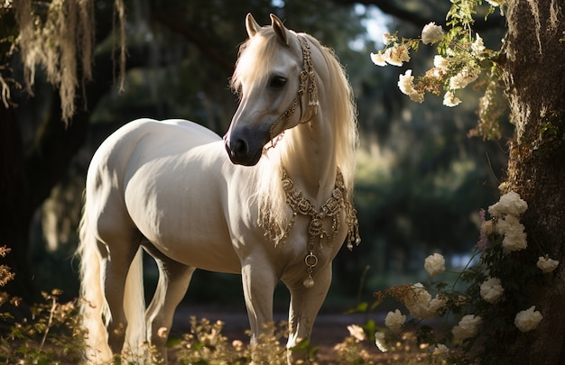 Horse in nature generate image