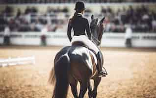 Foto gratuita sport equestre con cavaliere femminile